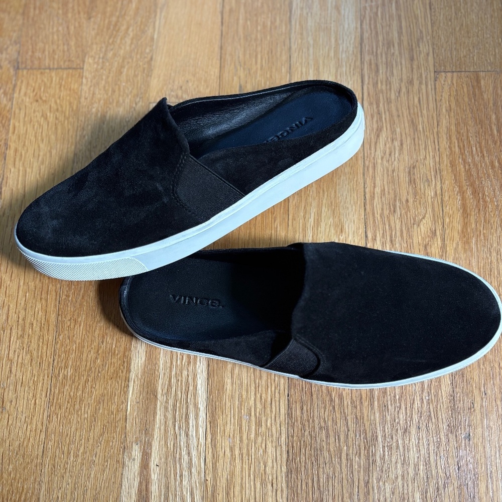 VINCE Black suede mule / slip-on / slide -7 m